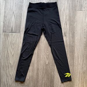 Victoria Beckham x Reebok Black Performance Leggings, Waistband and yellow logo